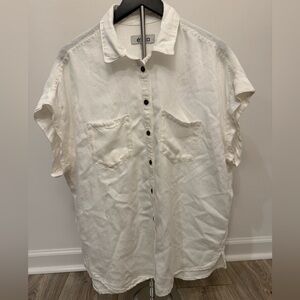Ética Lyocell Linen Button Front Oversized Shirt Top Women’s Large White